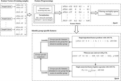 Identifying Group-Specific Sequences for Microbial Communities Using Long k-mer Sequence Signatures